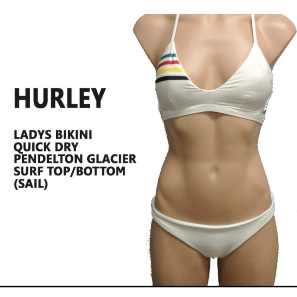NEW Hurley Pendleton Glacier Two Piece Bikini Set Swimsuit Quick Dry Surfwear S